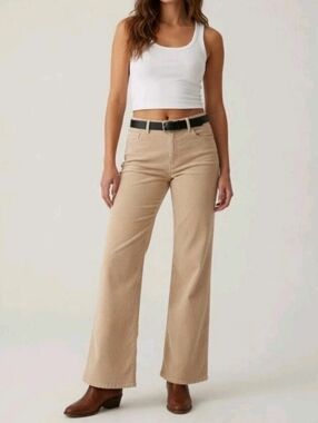 Vintage Y2k Banana Republic Khaki Corduroy Flare Pants Wide Leg Cords Stretch 28